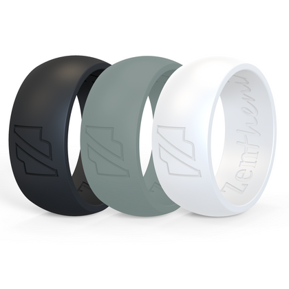 black grey and white silicone rings