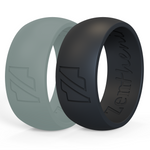 Black grey duo silicone wedding ring, rubber wedding band
