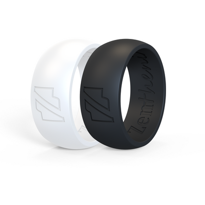 ZentheniX® Mens ActiveWear Silicone Ring - Black & White Duo Pack