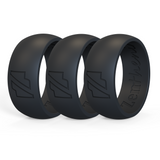 Black trio silicone wedding ring, rubber wedding band