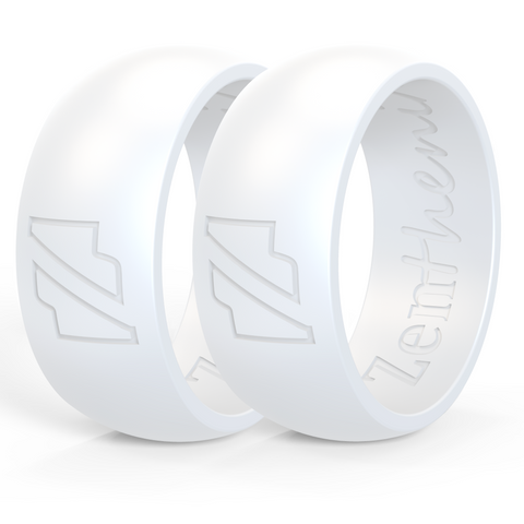 White duo pack silicone wedding ring, rubber wedding band