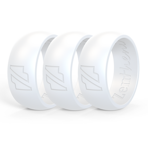 White trio pack silicone wedding ring, rubber wedding band