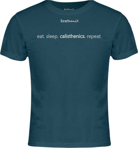 Eat Sleep Calisthenics Repeat T-Shirt - Indigo Blue