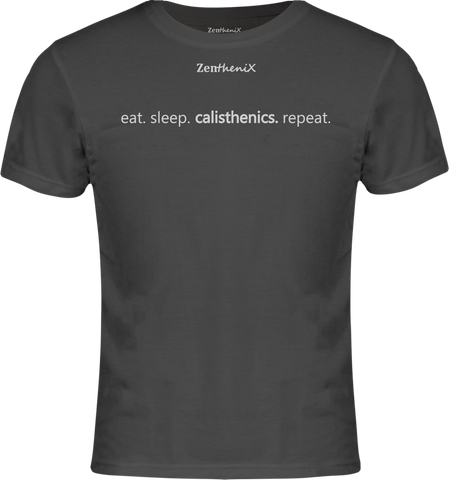 Eat Sleep Calisthenics Repeat T-Shirt - Gun Grey