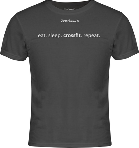 Eat Sleep CrossFit Repeat T-Shirt - Gun Grey