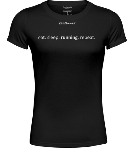 Eat Sleep Running Repeat Womens T-Shirt - Black