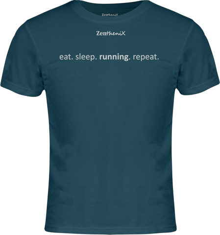 Eat Sleep Running Repeat T-Shirt - Indigo Blue