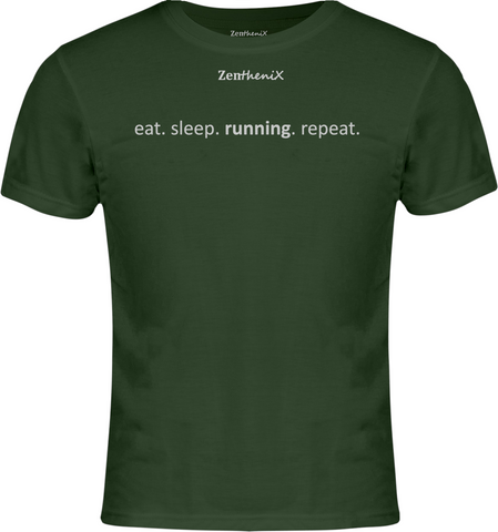 Eat Sleep Running Repeat T-Shirt - Military Green