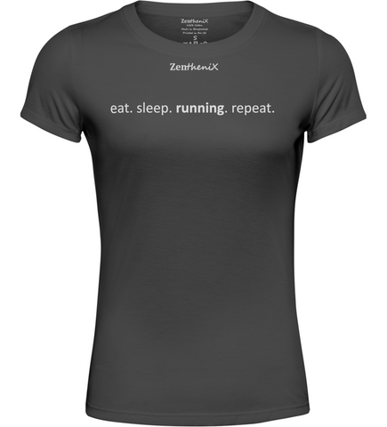 The ZentheniX Eat Sleep Running Repeat Womens T-Shirt.