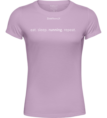 Eat Sleep Running Repeat Womens T-Shirt - Baby Pink