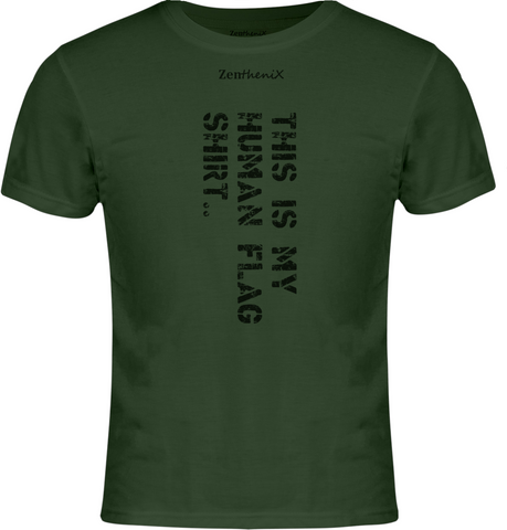 Human Flag T-Shirt - Military Green
